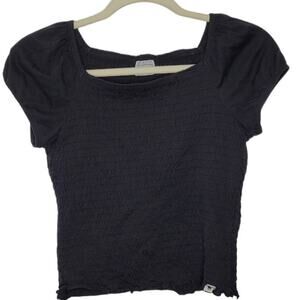 Abercrombie Kids Black Navy Smocked Scoop Neck Short Sleeve Tee Girls 13 / 14